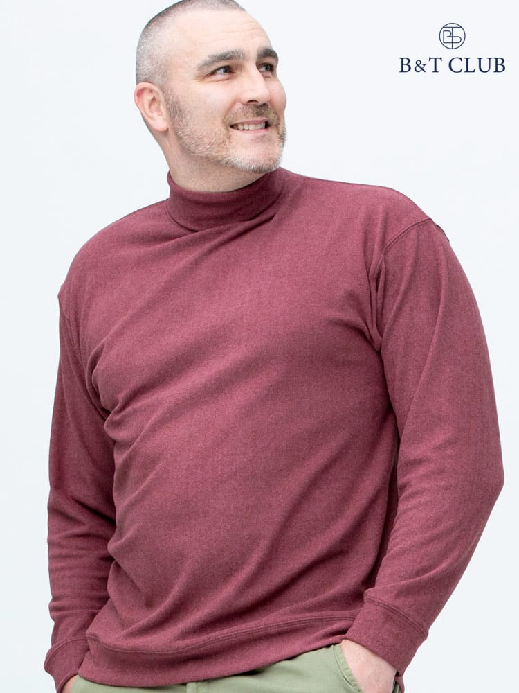 大きいサイズ メンズ B＆T CLUB (ビーアンドティークラブ) 快ラクWEAR 快楽 カイラク ストレッチ 抗菌 スムース タートルネック プルオーバー