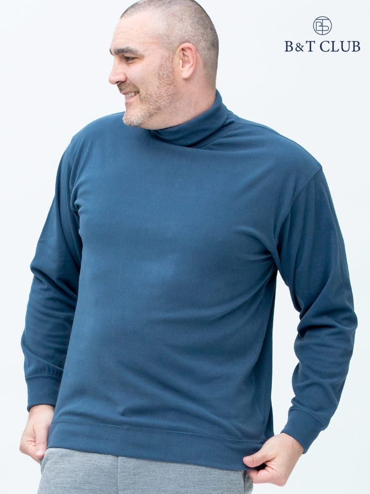大きいサイズ メンズ B＆T CLUB (ビーアンドティークラブ) 快ラクWEAR 快楽 カイラク ストレッチ 抗菌 スムース タートルネック プルオーバー