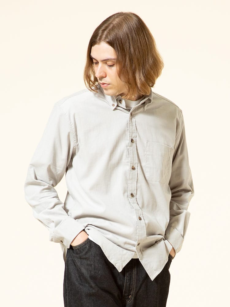 S＆SONS (エスアンドサンズ) Wコール 無地 ボタンダウン 長袖 シャツ