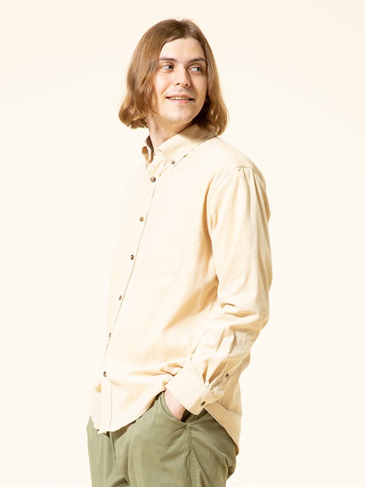 S＆SONS (エスアンドサンズ) Wコール 無地 ボタンダウン 長袖 シャツ