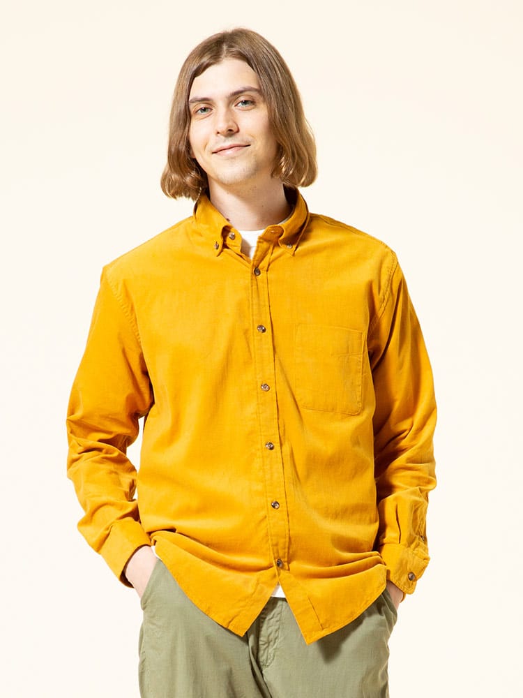 S＆SONS (エスアンドサンズ) Wコール 無地 ボタンダウン 長袖 シャツ