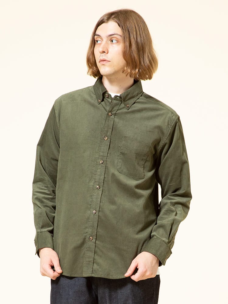 S＆SONS (エスアンドサンズ) Wコール 無地 ボタンダウン 長袖 シャツ