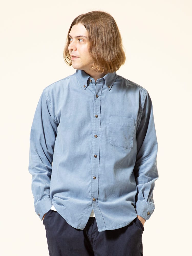 S＆SONS (エスアンドサンズ) Wコール 無地 ボタンダウン 長袖 シャツ