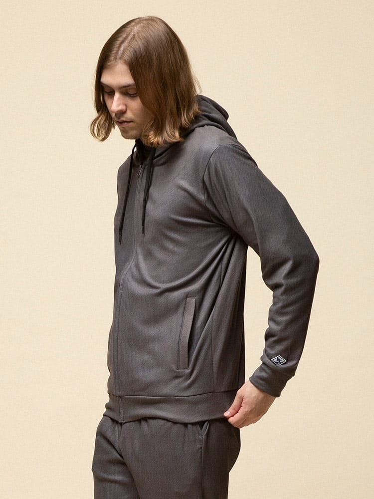 KAITEKI+ (カイテキプラス) 抗菌防臭 ストレッチ 裏フリース スムース フルジップ パーカー ルームウェア