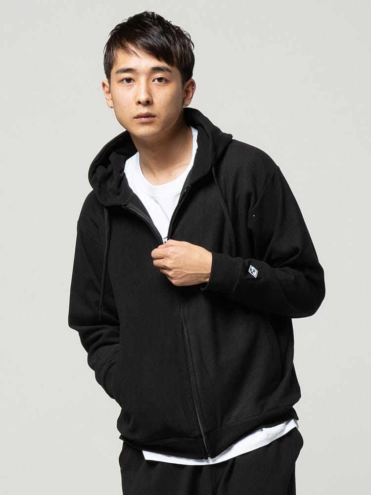 KAITEKI+ (カイテキプラス) 抗菌防臭 ストレッチ 裏フリース スムース フルジップ パーカー ルームウェア