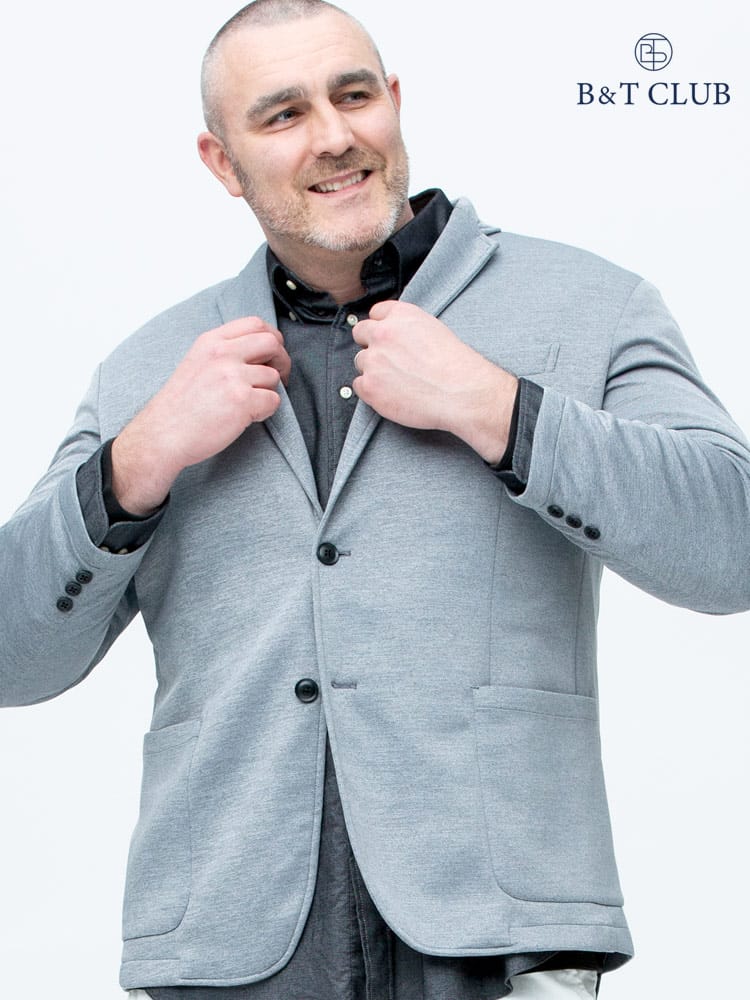 大きいサイズ メンズ B＆T CLUB (ビーアンドティークラブ) 快ラクWEAR 快楽 カイラク ストレッチ 抗菌 シングル ニットジャケット