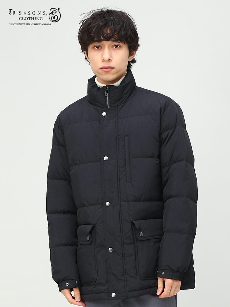 S＆SONS (エスアンドサンズ) 撥水 ナイロンワッシャー スタンド ダウンブルゾン ダウンジャケット