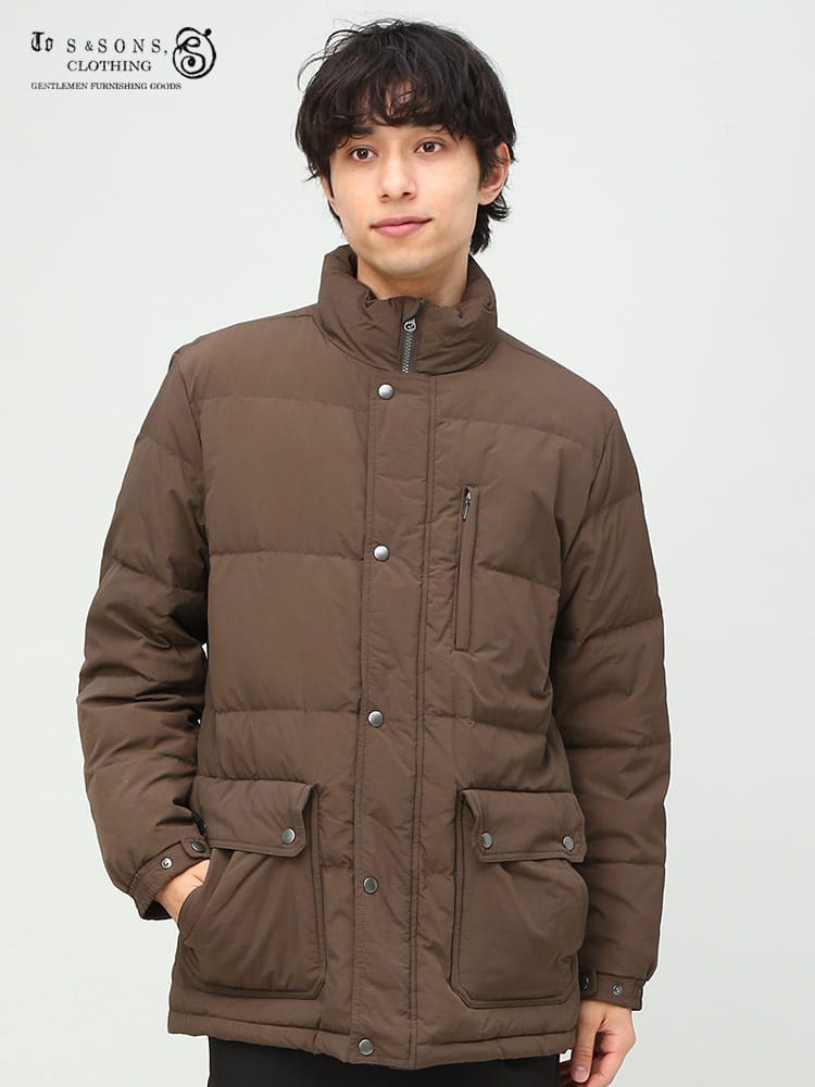 S＆SONS (エスアンドサンズ) 撥水 ナイロンワッシャー スタンド ダウンブルゾン ダウンジャケット