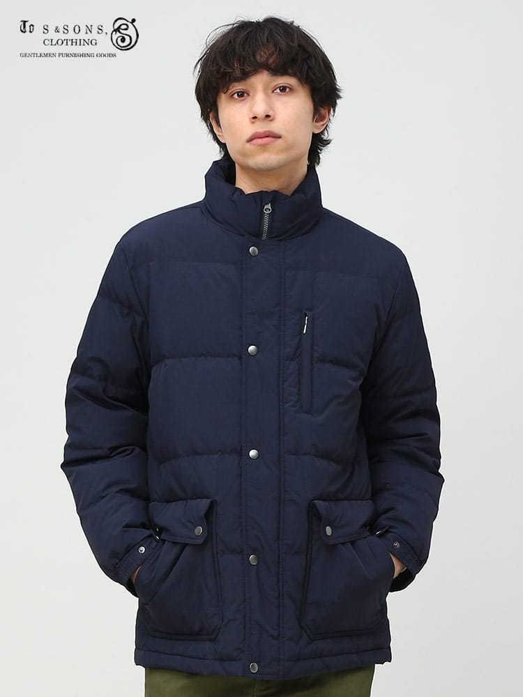 S＆SONS (エスアンドサンズ) 撥水 ナイロンワッシャー スタンド ダウンブルゾン ダウンジャケット