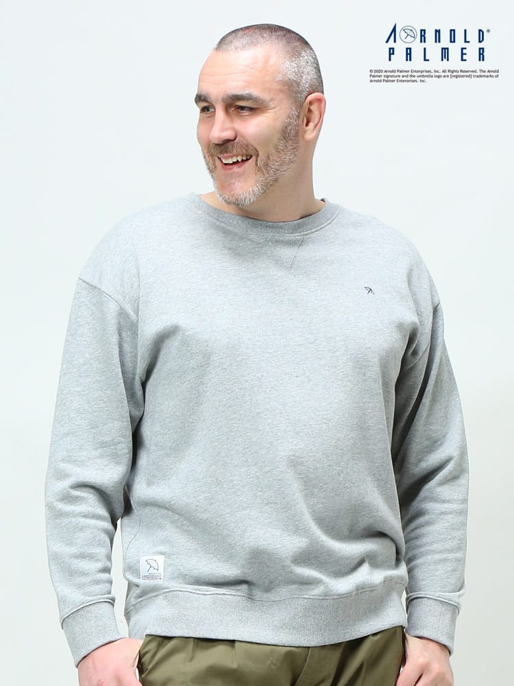 大きいサイズ メンズ Arnold Palmer (アーノルドパーマー) 抗菌防臭 裏毛 ワンポイント クルーネック トレーナー