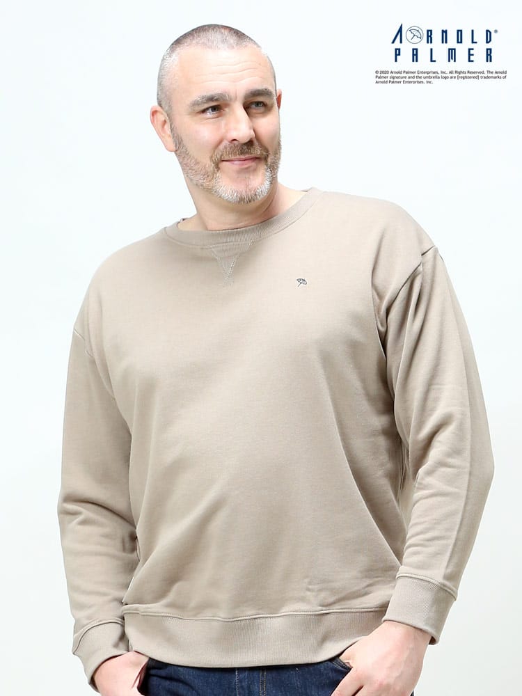 大きいサイズ メンズ Arnold Palmer (アーノルドパーマー) 抗菌防臭 裏毛 ワンポイント クルーネック トレーナー