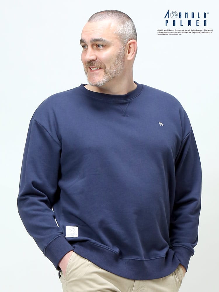 大きいサイズ メンズ Arnold Palmer (アーノルドパーマー) 抗菌防臭 裏毛 ワンポイント クルーネック トレーナー
