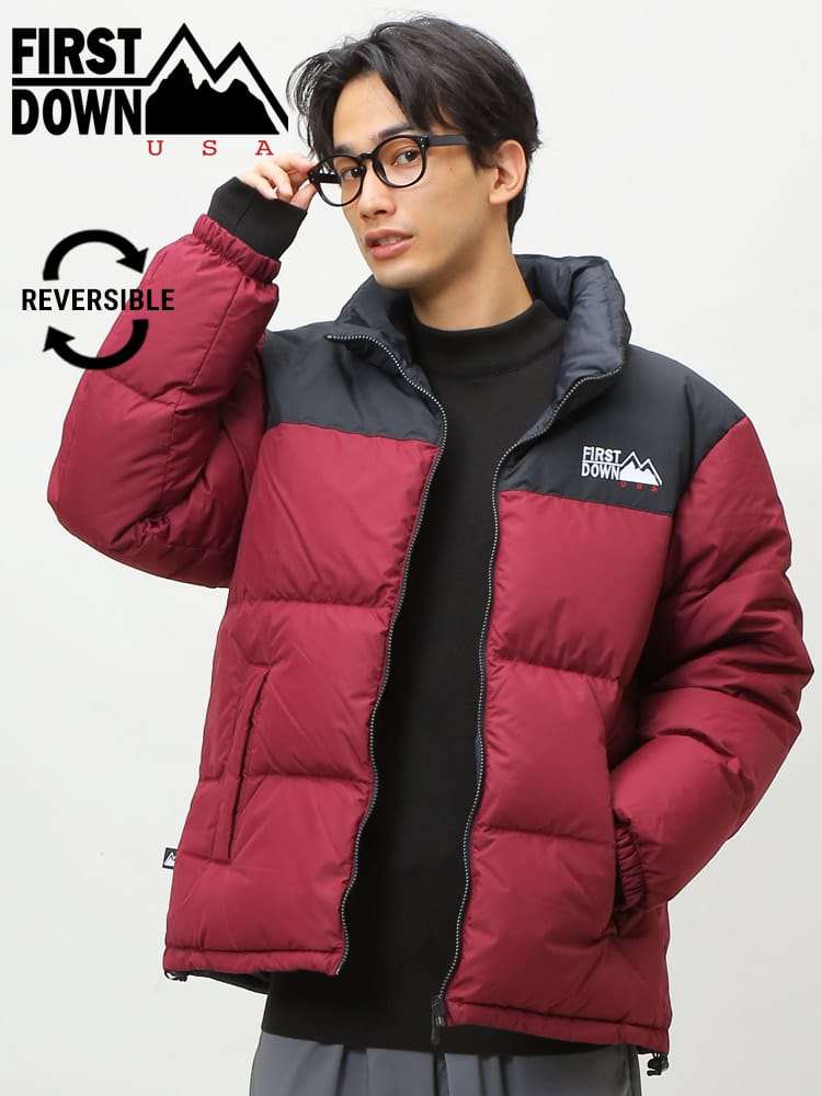 FIRST DOWN USA (ファーストダウンユーエスエー) リバーシブル 切り替え フルジップ ダウンジャケット BUBBLE DOWN JKT WEB限定