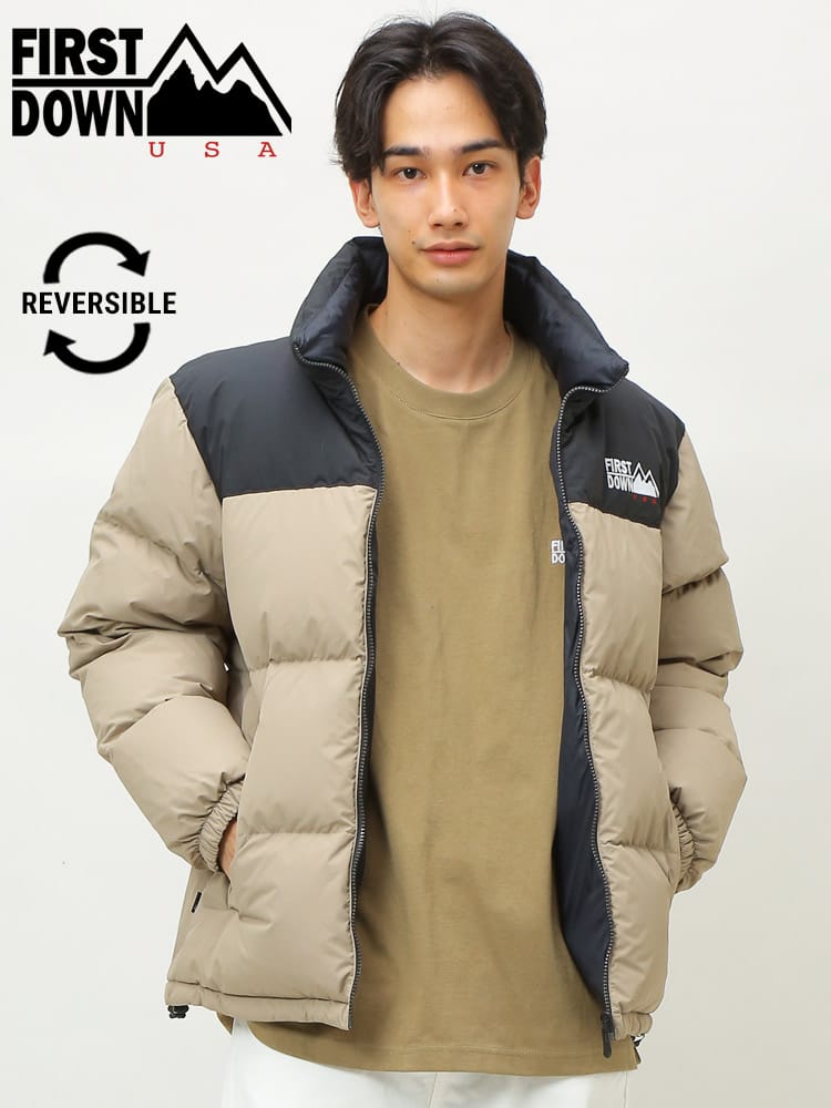 FIRST DOWN USA (ファーストダウンユーエスエー) リバーシブル 切り替え フルジップ ダウンジャケット BUBBLE DOWN JKT WEB限定