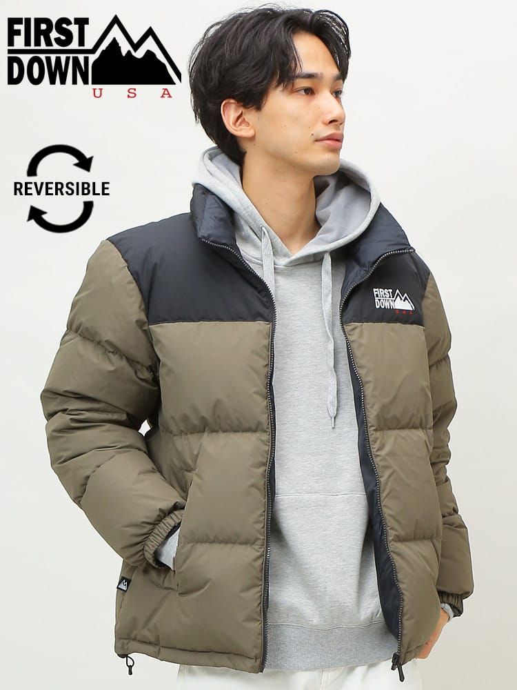 FIRST DOWN USA (ファーストダウンユーエスエー) リバーシブル 切り替え フルジップ ダウンジャケット BUBBLE DOWN JKT WEB限定