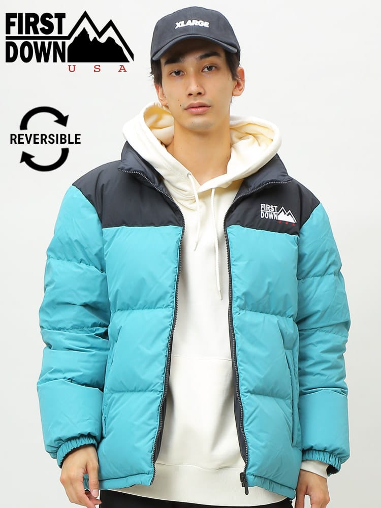 FIRST DOWN USA (ファーストダウンユーエスエー) リバーシブル 切り替え フルジップ ダウンジャケット BUBBLE DOWN JKT WEB限定