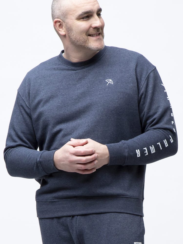 大きいサイズ メンズ Arnold Palmer (アーノルドパーマー) 裏起毛 袖ロゴプリント クルーネック 長袖 トレーナー