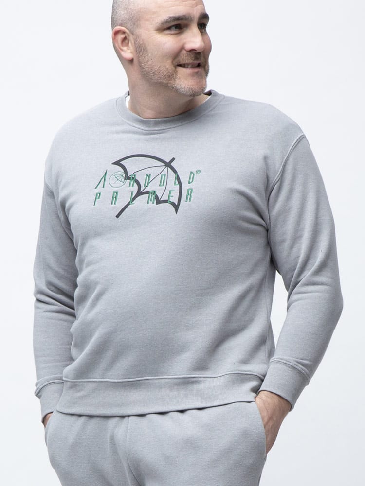 大きいサイズ メンズ Arnold Palmer (アーノルドパーマー) 裏起毛 フロントロゴ クルーネック 長袖 トレーナー