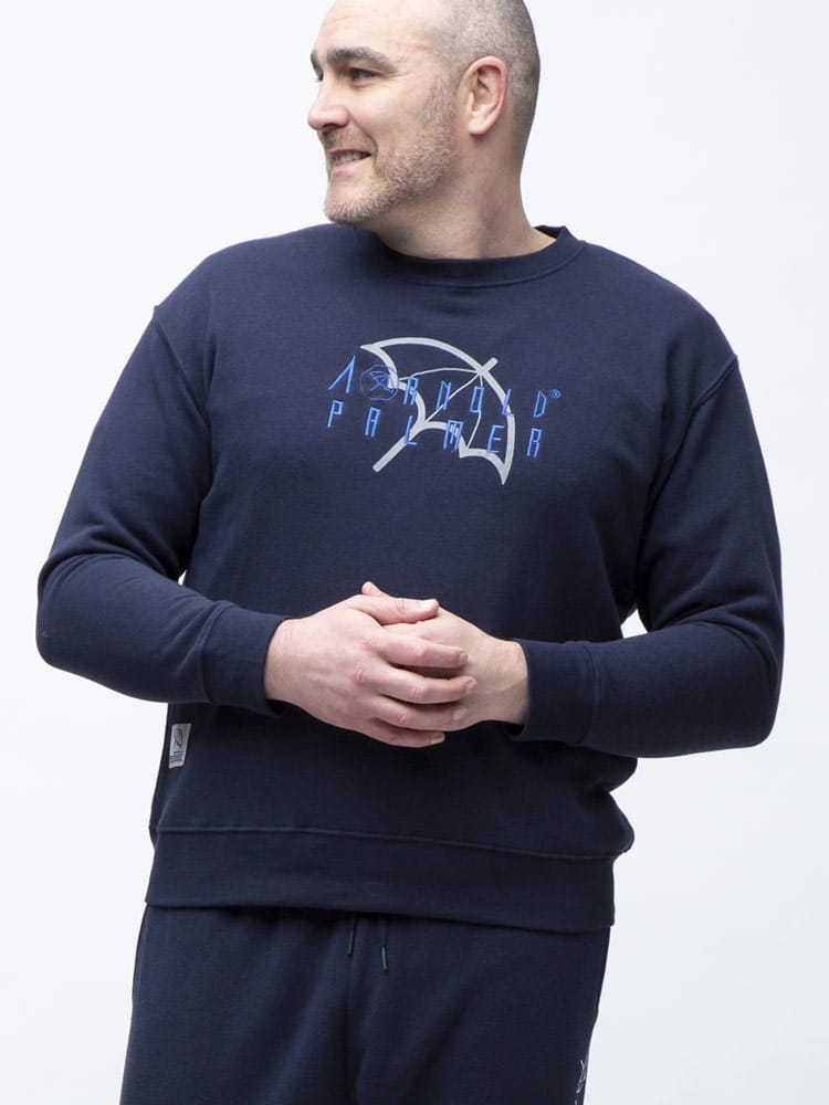 大きいサイズ メンズ Arnold Palmer (アーノルドパーマー) 裏起毛 フロントロゴ クルーネック 長袖 トレーナー