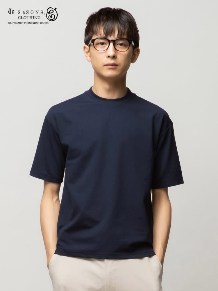 S＆SONS (エスアンドサンズ) SOLOTEX 無地 リブ クルーネック 半袖 Tシャツ