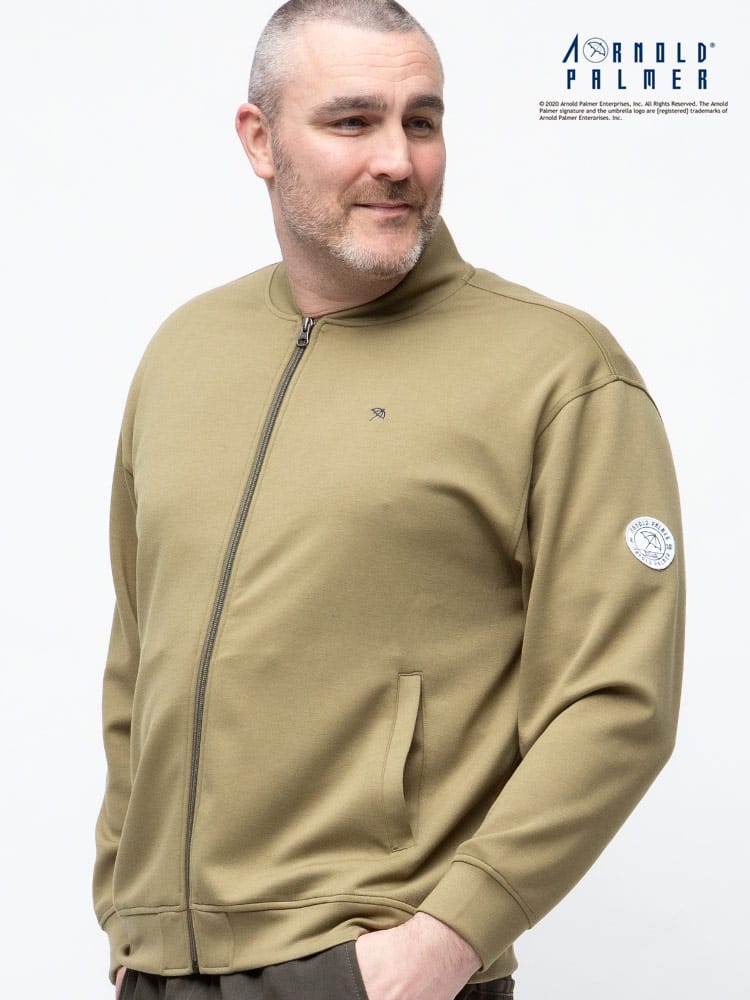 大きいサイズ メンズ Arnold Palmer (アーノルドパーマー) 抗菌消臭 ライトダンボール ワンポイントロゴ フルジップ ジャケット