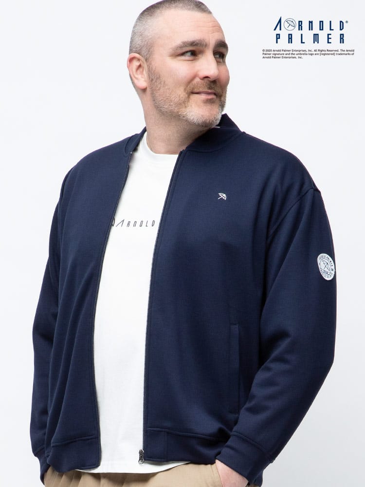 大きいサイズ メンズ Arnold Palmer (アーノルドパーマー) 抗菌消臭 ライトダンボール ワンポイントロゴ フルジップ ジャケット
