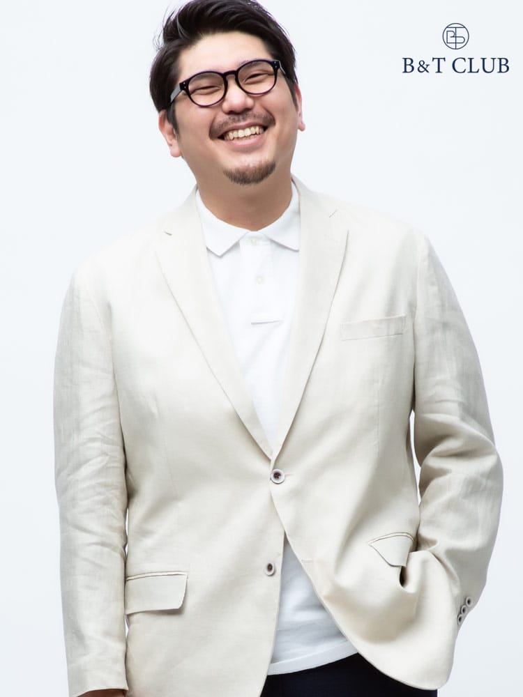 大きいサイズ メンズ B＆T CLUB 麻100％ 無地 シングル 2ツ釦 ジャケット