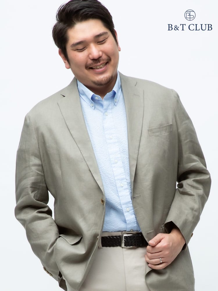 大きいサイズ メンズ B＆T CLUB 麻100％ 無地 シングル 2ツ釦 ジャケット