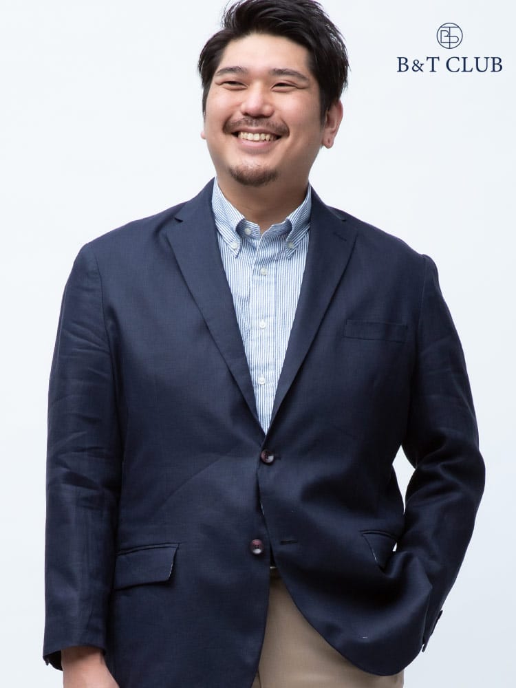 大きいサイズ メンズ B＆T CLUB 麻100％ 無地 シングル 2ツ釦 ジャケット