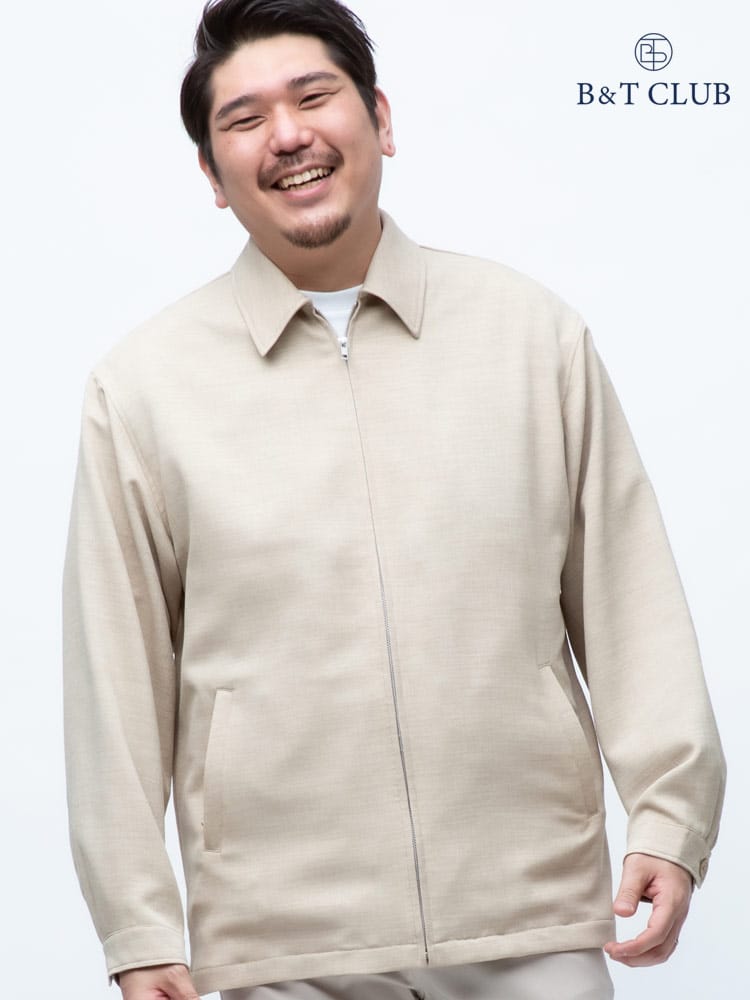大きいサイズ メンズ B＆T CLUB Reflax スラブツイル 衿付き フルジップ ブルゾン