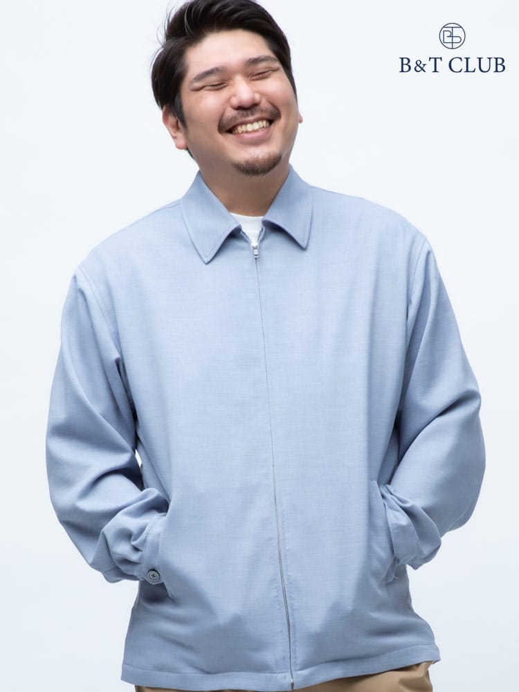 大きいサイズ メンズ B＆T CLUB Reflax スラブツイル 衿付き フルジップ ブルゾン