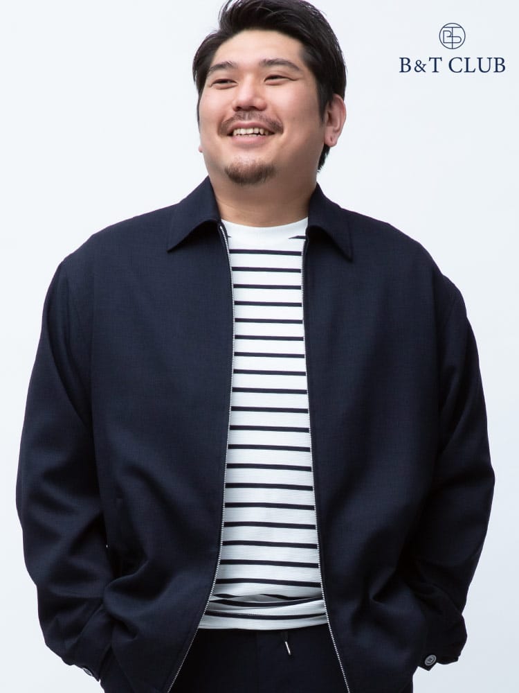 大きいサイズ メンズ B＆T CLUB Reflax スラブツイル 衿付き フルジップ ブルゾン