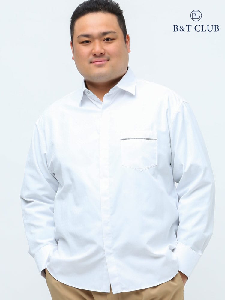 大きいサイズ メンズ B＆T CLUB 抗菌消臭 市松ドビー チェックアクセント 長袖 シャツ