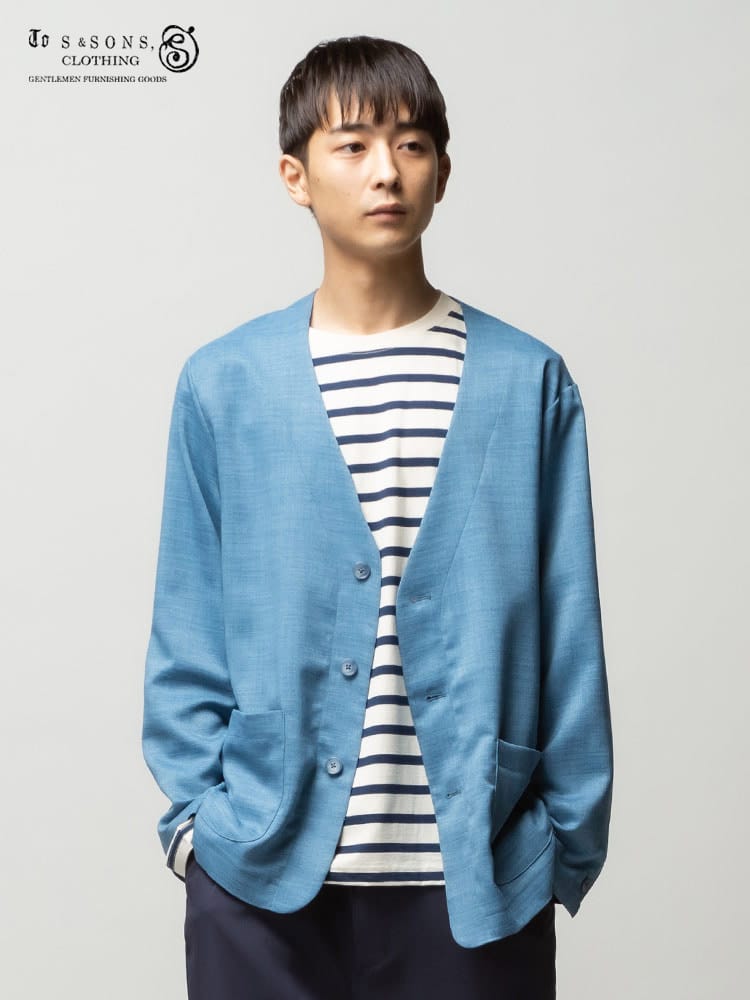 S＆SONS (エスアンドサンズ) Reflax ウォッシャブル シングル ノーカラー ジャケット