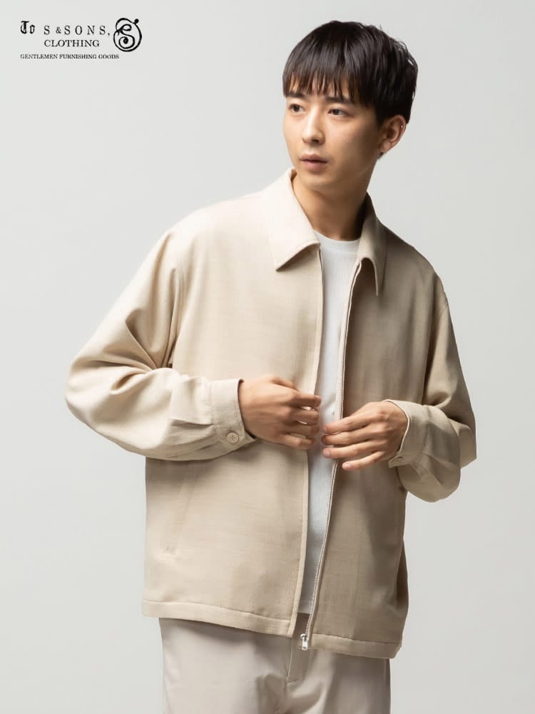 S＆SONS (エスアンドサンズ) Reflax スラブツイル 衿付き フルジップ ブルゾン