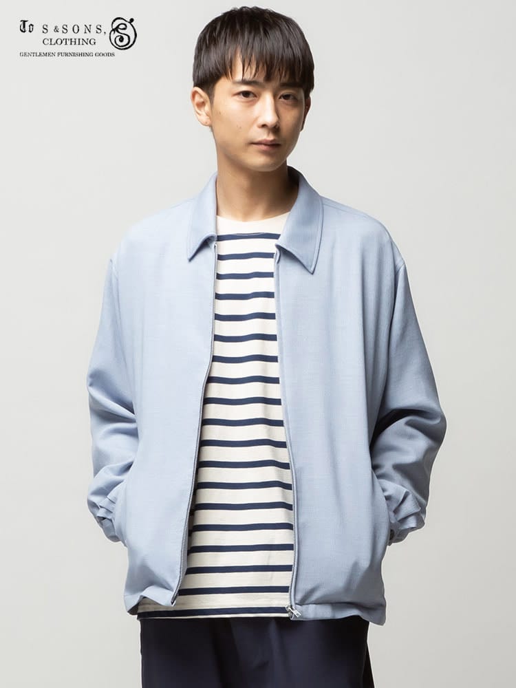 S＆SONS (エスアンドサンズ) Reflax スラブツイル 衿付き フルジップ ブルゾン