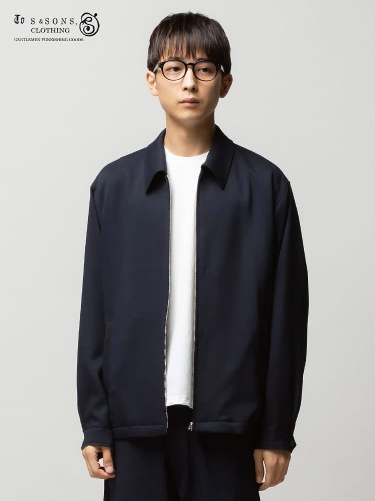 S＆SONS (エスアンドサンズ) Reflax スラブツイル 衿付き フルジップ ブルゾン
