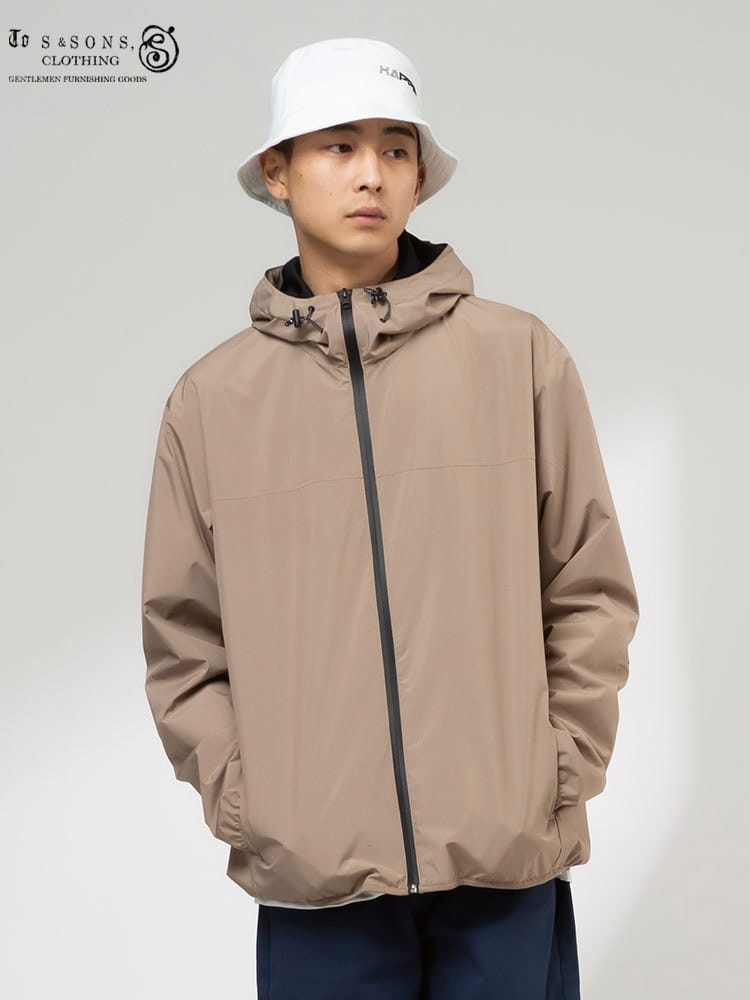 S＆SONS (エスアンドサンズ) 撥水 ストレッチ 防花粉 防風フィルム 裏メッシュ フルジップ パーカー