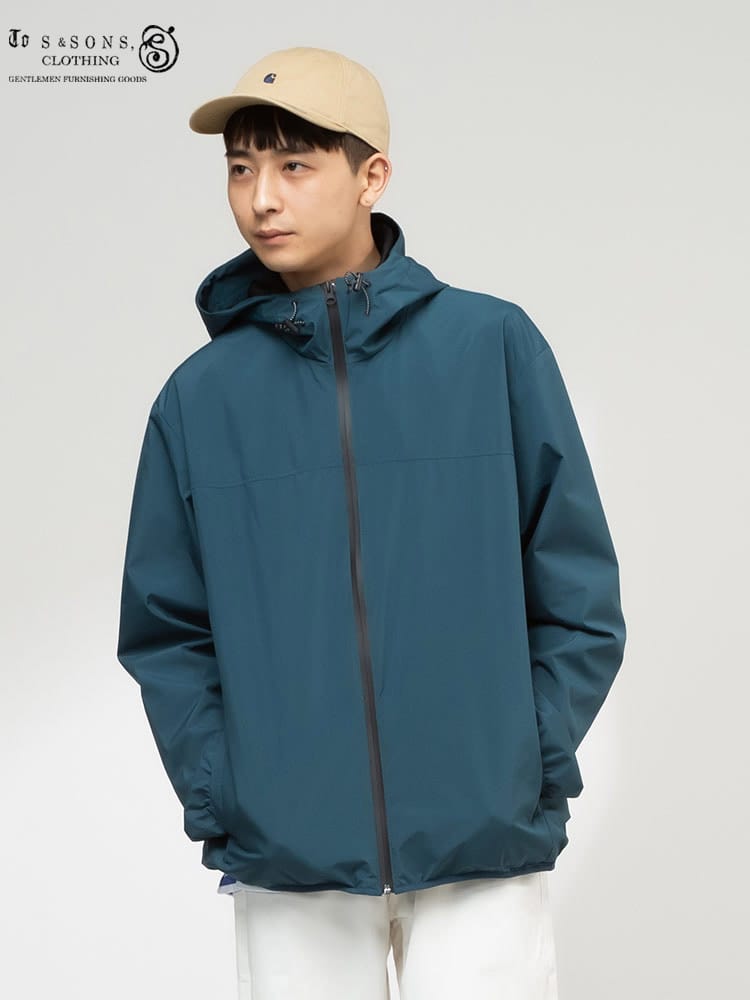 S＆SONS (エスアンドサンズ) 撥水 ストレッチ 防花粉 防風フィルム 裏メッシュ フルジップ パーカー
