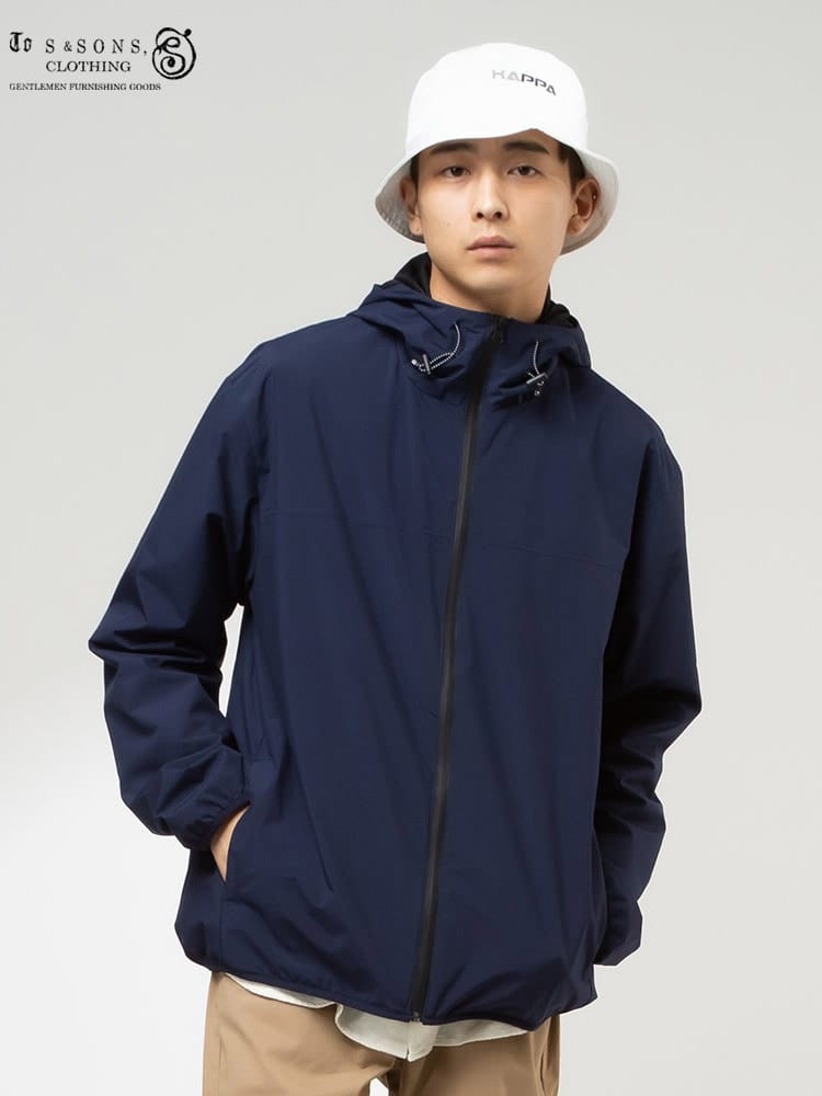 S＆SONS (エスアンドサンズ) 撥水 ストレッチ 防花粉 防風フィルム 裏メッシュ フルジップ パーカー
