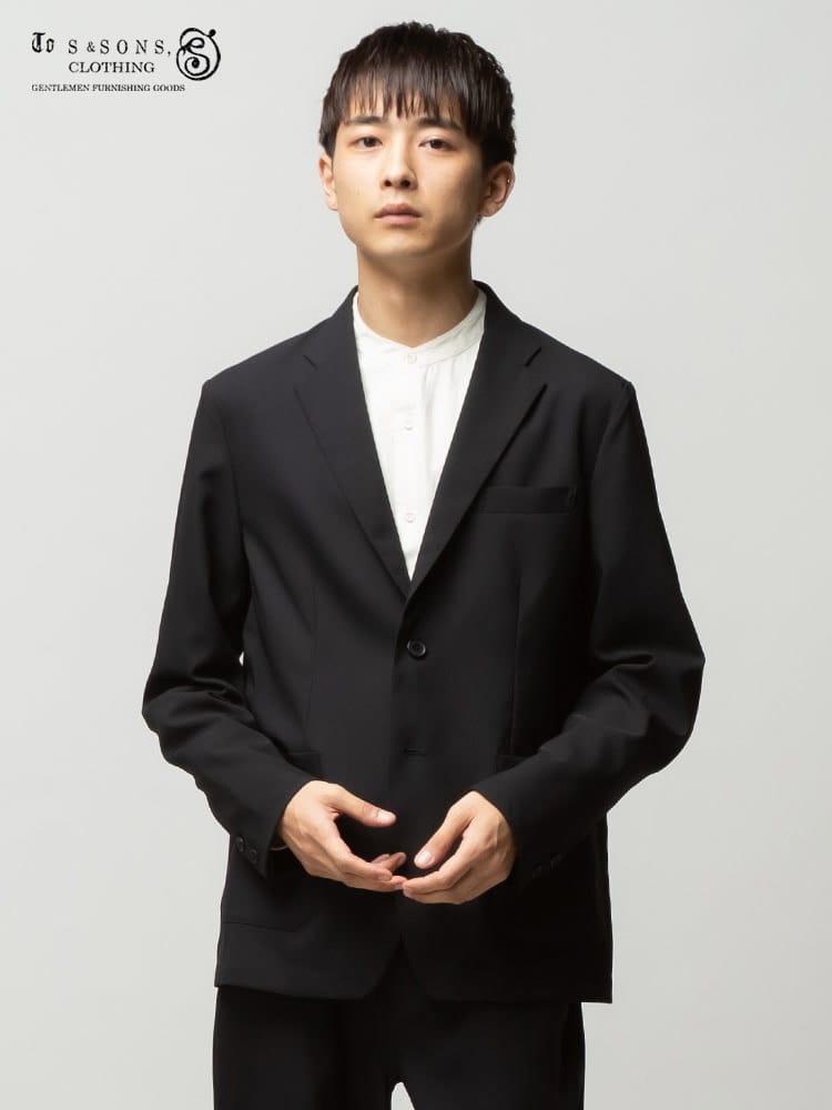 S＆SONS (エスアンドサンズ) Reflax ストレッチ ウォッシャブル 無地 シングル ジャケット