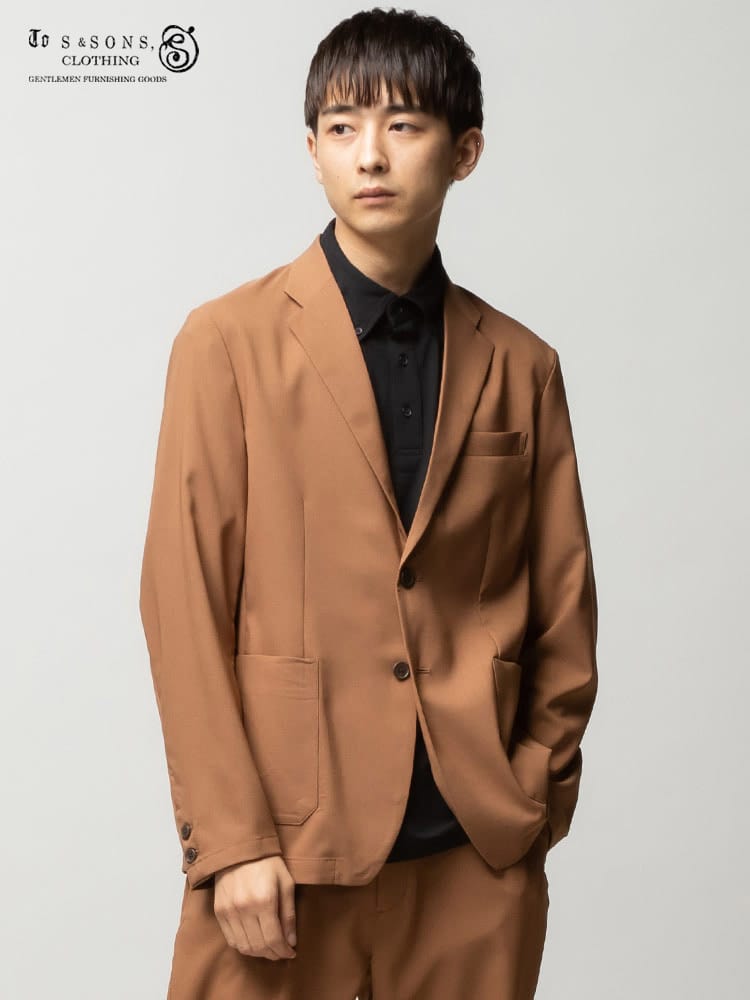 S＆SONS (エスアンドサンズ) Reflax ストレッチ ウォッシャブル 無地 シングル ジャケット