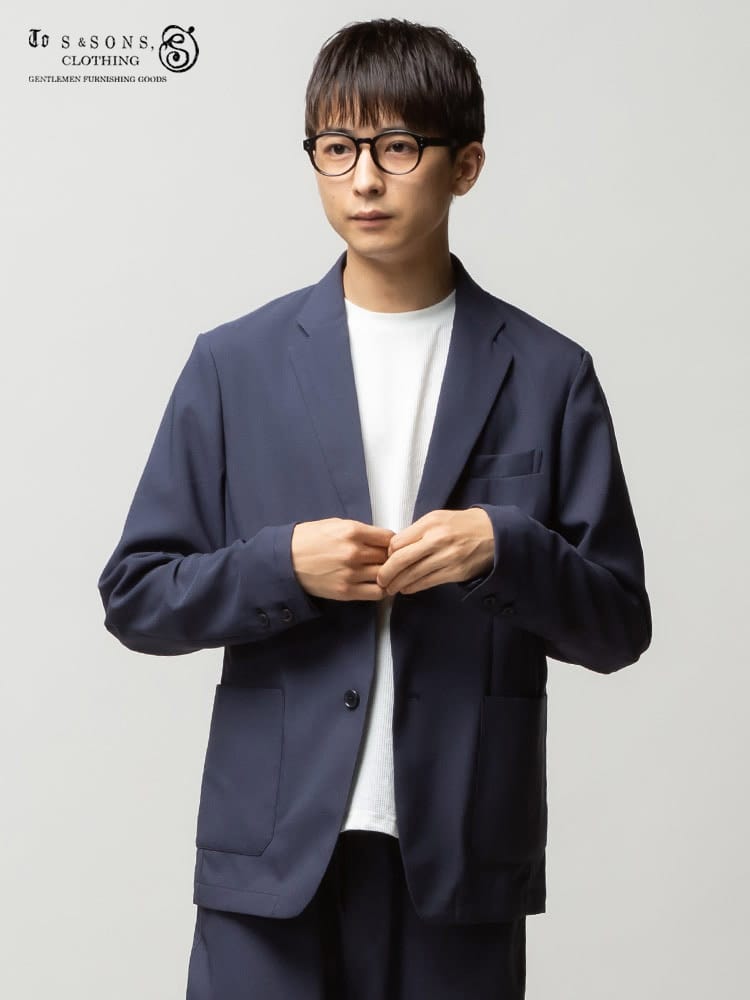 S＆SONS (エスアンドサンズ) Reflax ストレッチ ウォッシャブル 無地 シングル ジャケット