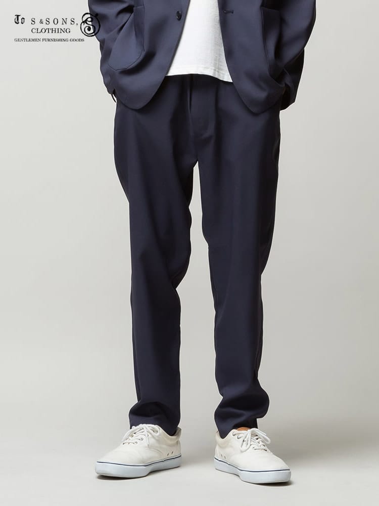 S＆SONS (エスアンドサンズ) Reflax ストレッチ 無地 ウエストコード アンクルパンツ