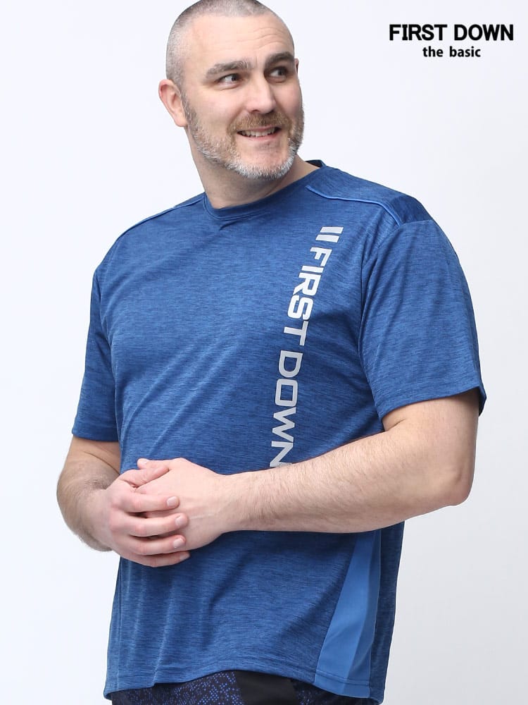 在庫処分 返品交換不可 大きいサイズ メンズ FIRST DOWN BASIC (ファーストダウンベーシック) 吸水速乾 リフレクター カチオン クルーネック 半袖 Tシャツ