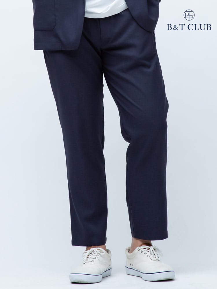 大きいサイズ メンズ B＆T CLUB Reflax ウェザーストレッチ イージーケア 無地 アンクルパンツ