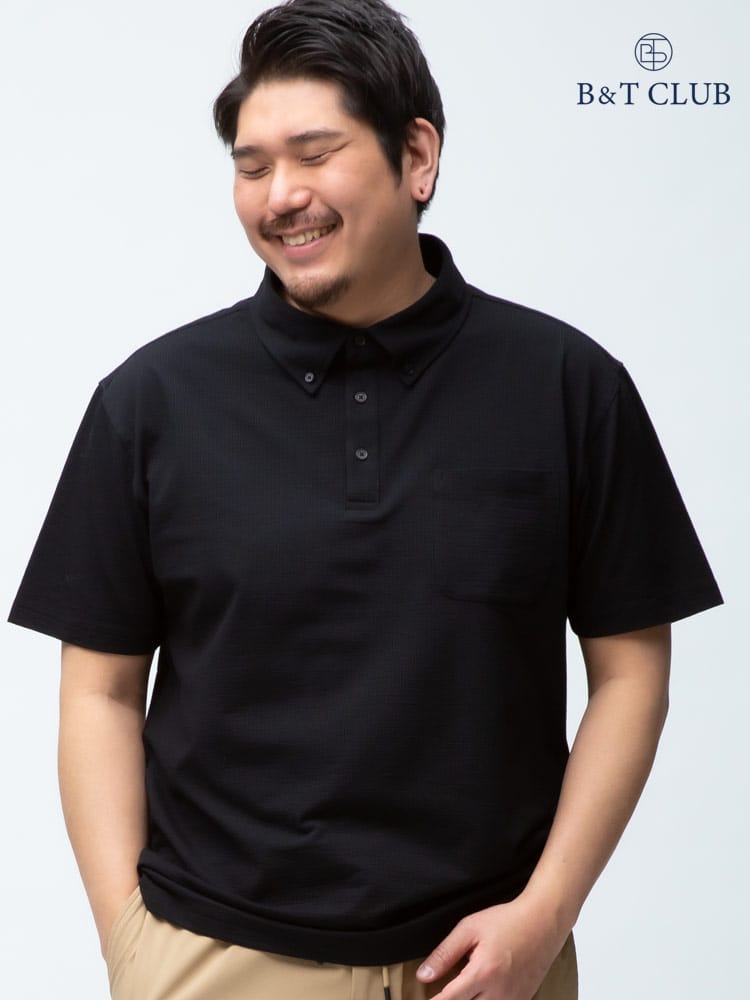 大きいサイズ メンズ B＆T CLUB SOLOTEX 首元ゆったり ポケット ボタンダウン 半袖 ポロシャツ