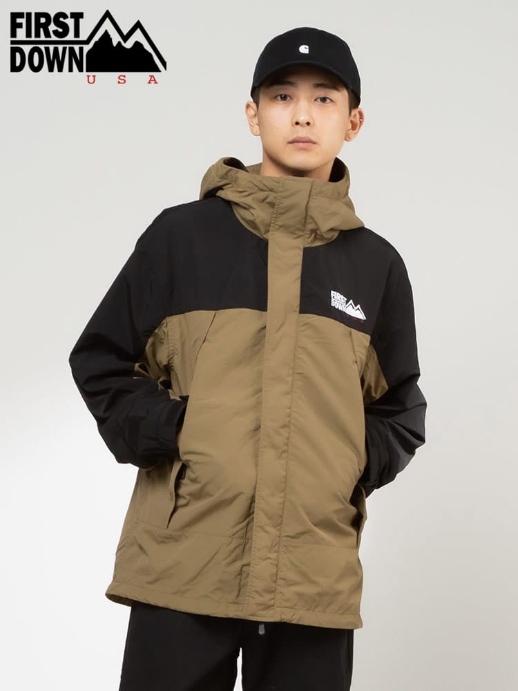 FIRST DOWN USA (ファーストダウンユーエスエー) ロゴ刺繍 ナイロン フード フルジップ ジャケット MOTOWN JKT SUPPLEX NYLON