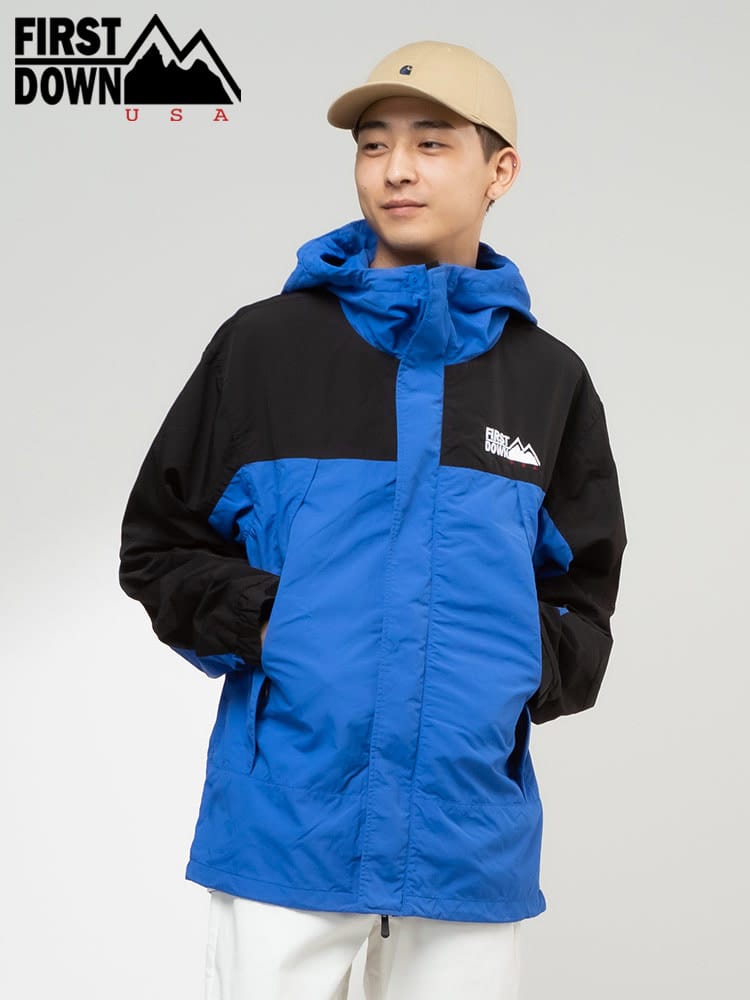 FIRST DOWN USA (ファーストダウンユーエスエー) ロゴ刺繍 ナイロン フード フルジップ ジャケット MOTOWN JKT SUPPLEX NYLON