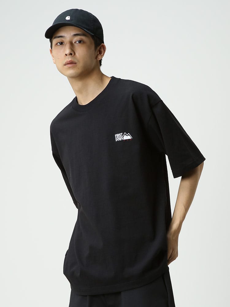 FIRST DOWN USA (ファーストダウンユーエスエー) 天竺 ロゴ刺繍 クルーネック 半袖 Tシャツ